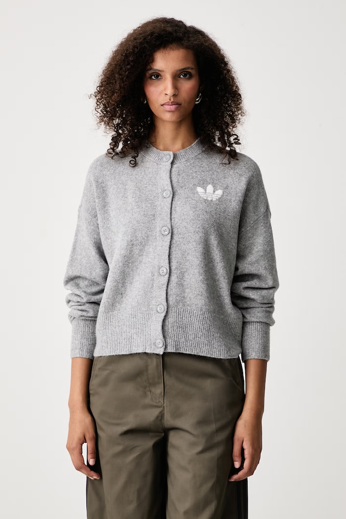 adidas Originals Kardigan damski Essentials Knit szary IA4457