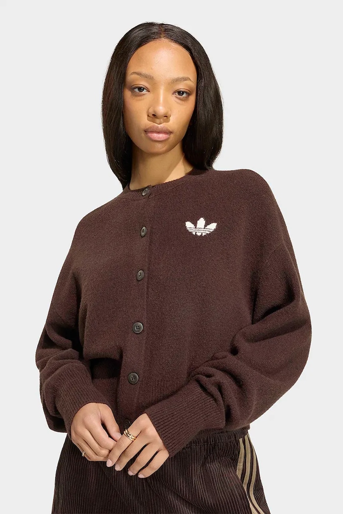 Kardigan damski Essentials Knit adidas Originals IA4455 brązowy