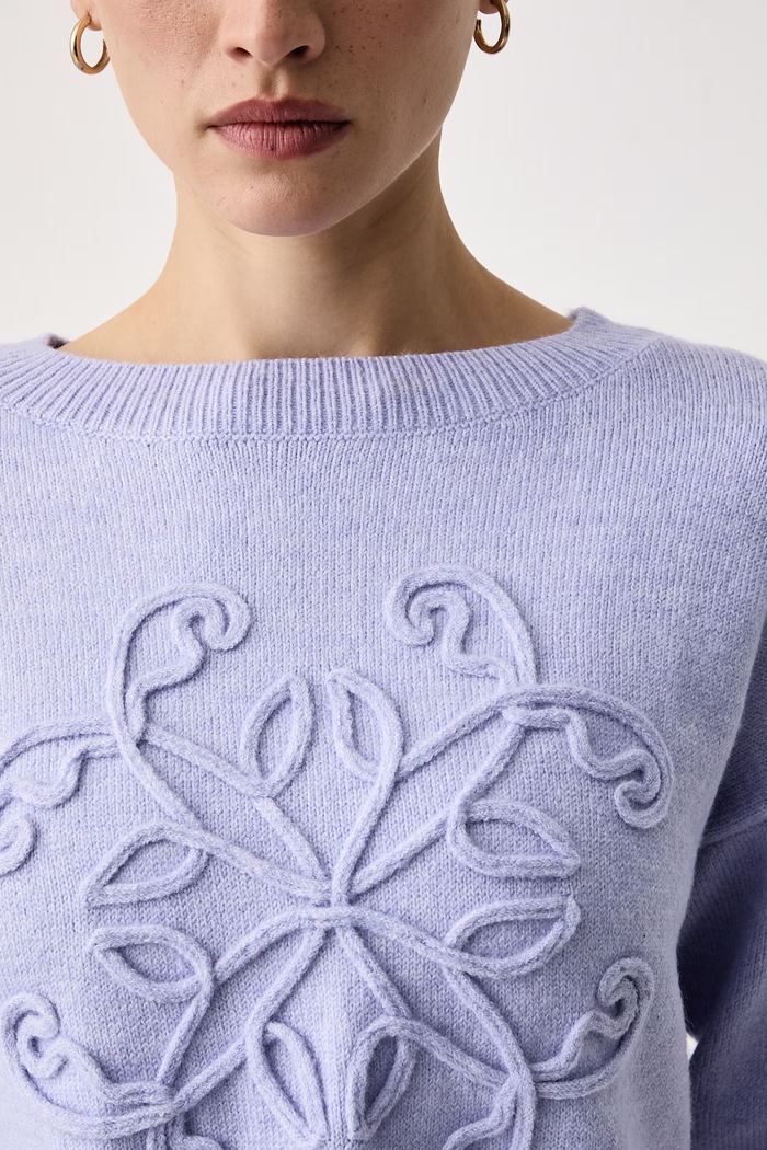 Sweter damski z dodatkiem wełny Morgan MPURPLE fioletowy