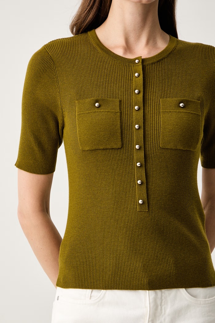 Sweter damski z dodatkiem wełny Morgan MNANJI zielony