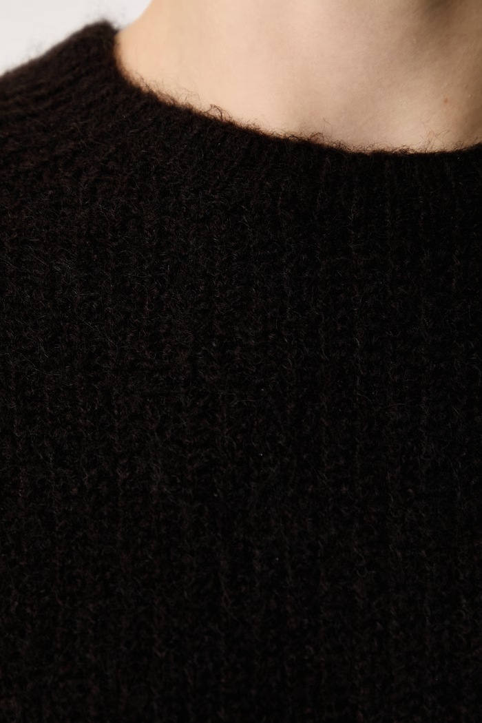 Sweter damski z dodatkiem wełny Morgan brązowy MLOIC
