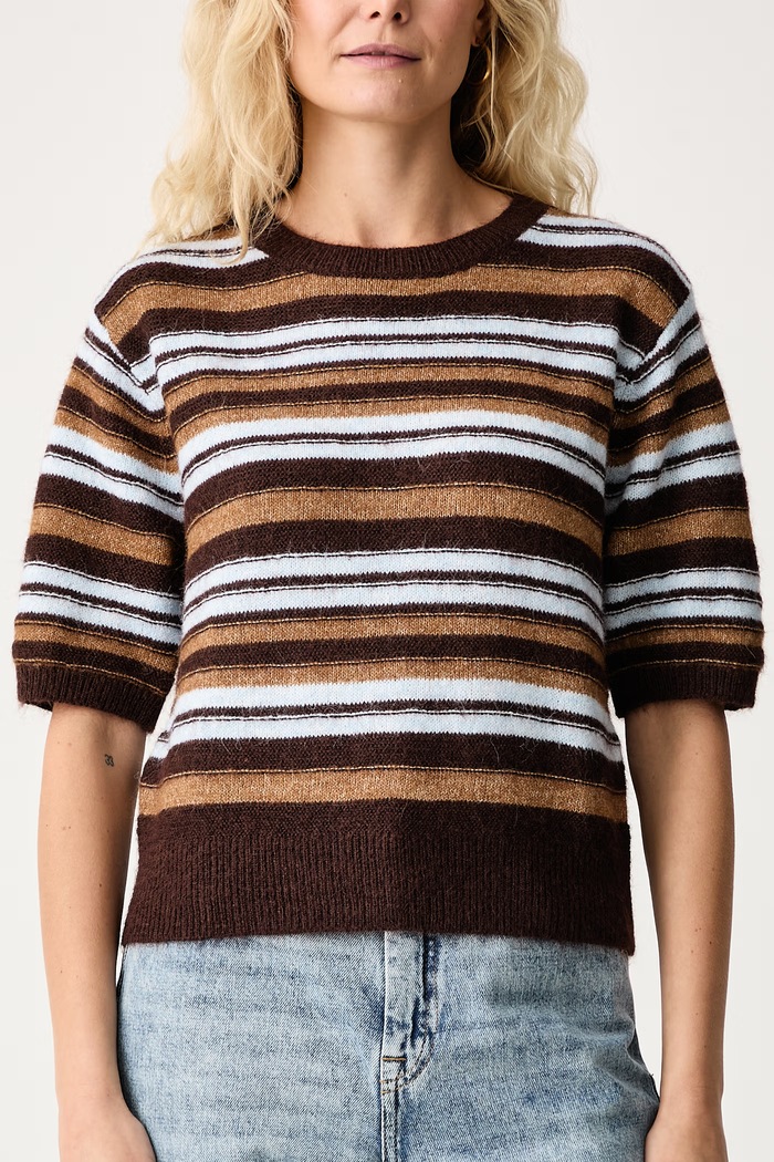 Sweter damski z dodatkiem wełny Morgan MFIFI brązowy