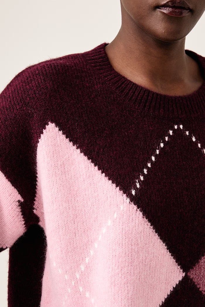 Sweter damski z dodatkiem wełny Morgan MFELI bordowy