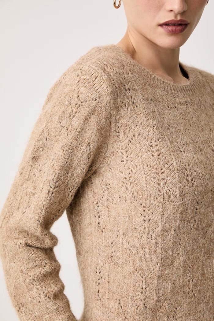 Sweter damski z dodatkiem wełny Morgan MBROC beżowy