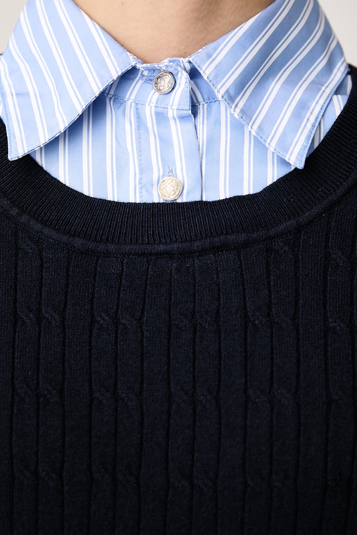 Sweter damski z wiskozą Morgan granatowy MBLUE