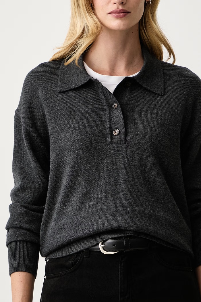 Sweter damski z wełny merino DELARA Yuzefi YUZAW26.RW.KN04.18 szary