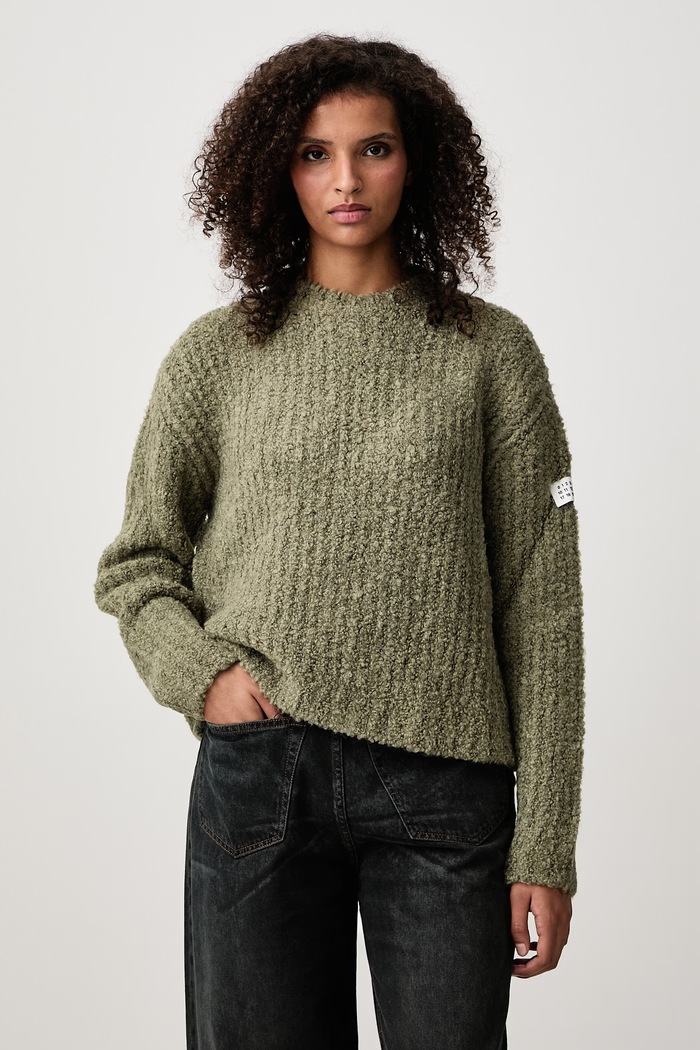 MM6 Maison Margiela Sweter damski z dodatkiem wełny zielony S62HL0055.M13342