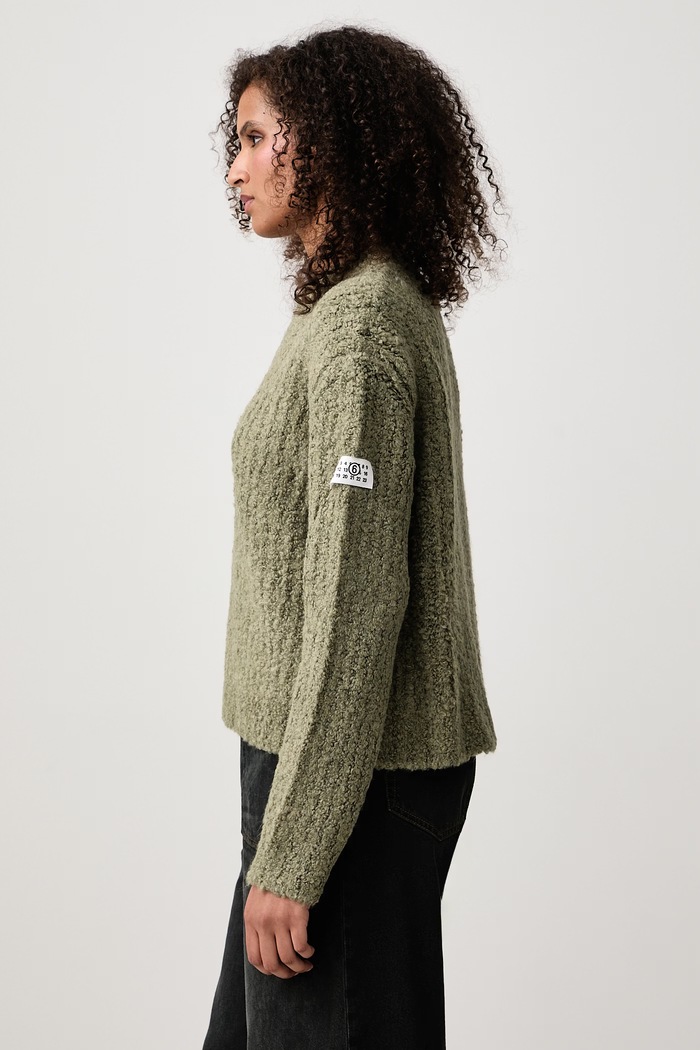 Sweter damski z dodatkiem wełny MM6 Maison Margiela S62HL0055.M13342 zielony