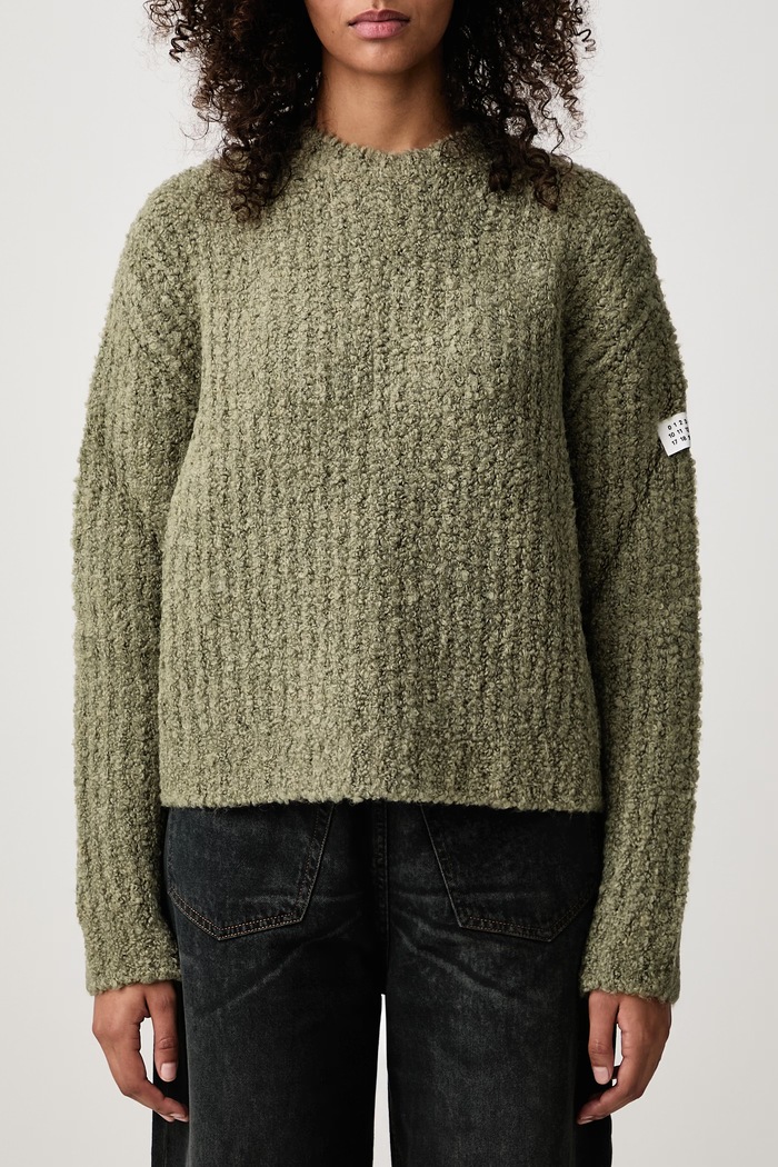 Sweter damski z dodatkiem wełny MM6 Maison Margiela zielony S62HL0055.M13342