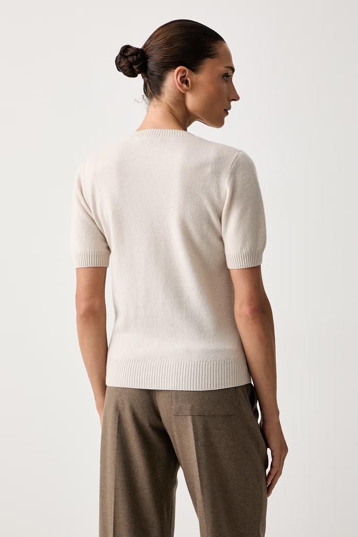 Odzież Seventy Venezia sweter z krótkim rękawem damski kaszmirowy MT4229.900357 beżowy