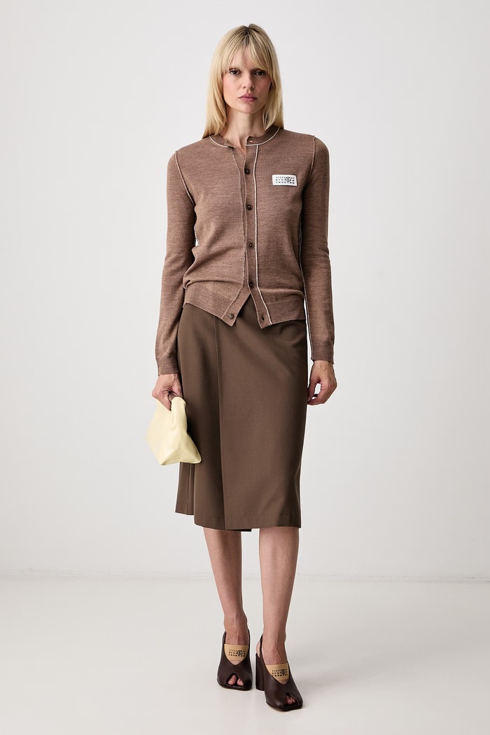 MM6 Maison Margiela kardigan damski z wełną S52HP0044.M13037 brązowy AW26