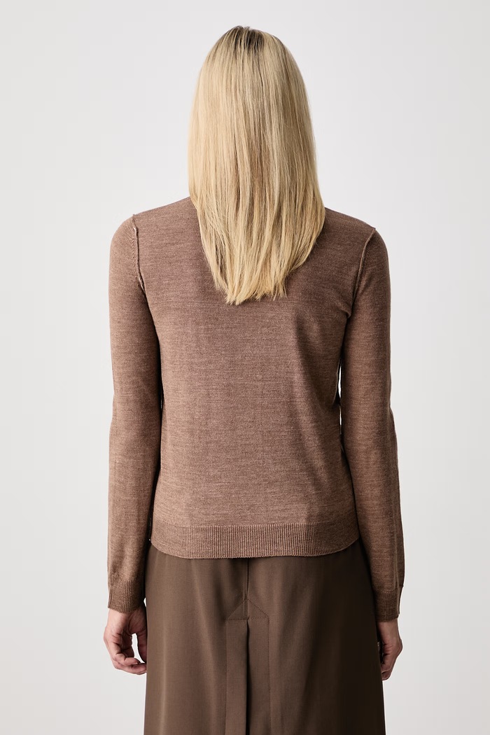 Odzież MM6 Maison Margiela kardigan damski z wełną S52HP0044.M13037 brązowy