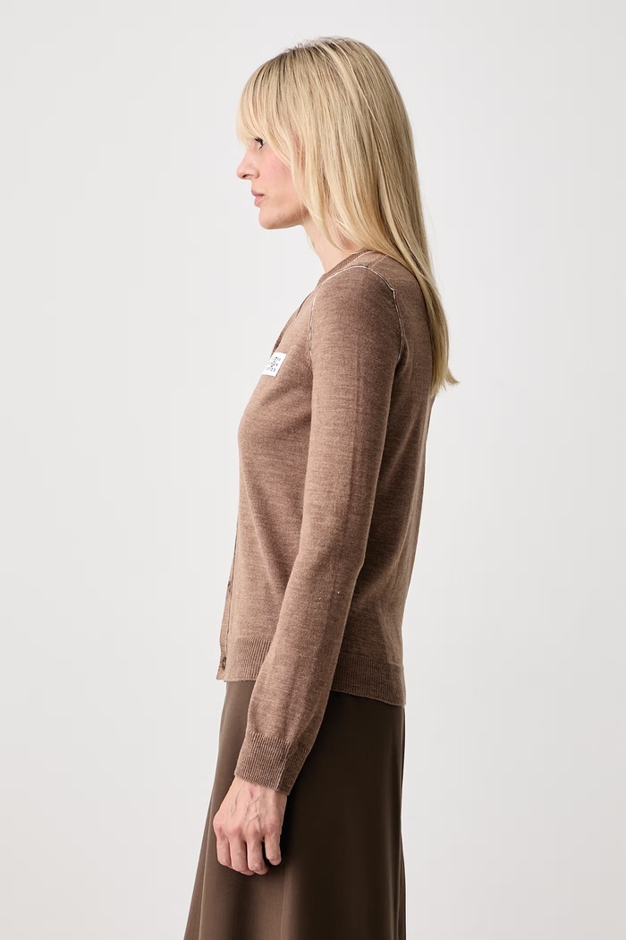 MM6 Maison Margiela kardigán dámsky s vlnou hnedá S52HP0044.M13037