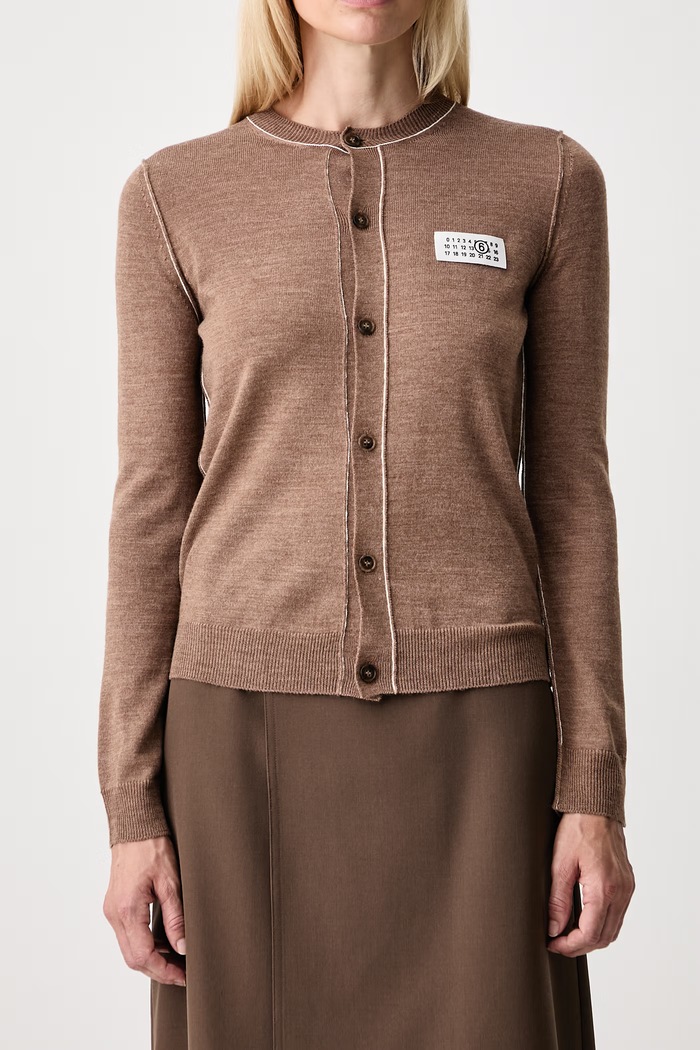 MM6 Maison Margiela kardigan damski z wełną S52HP0044.M13037 brązowy