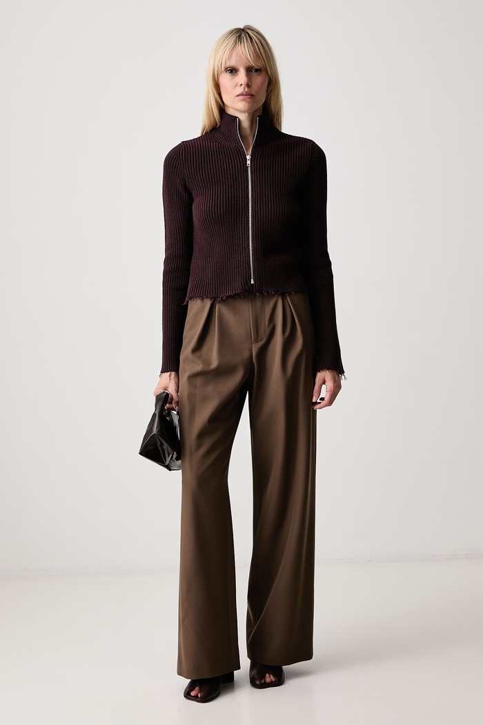 MM6 Maison Margiela sweter rozpinany damski bawełniany S52AM0309.M13039 brązowy AW26
