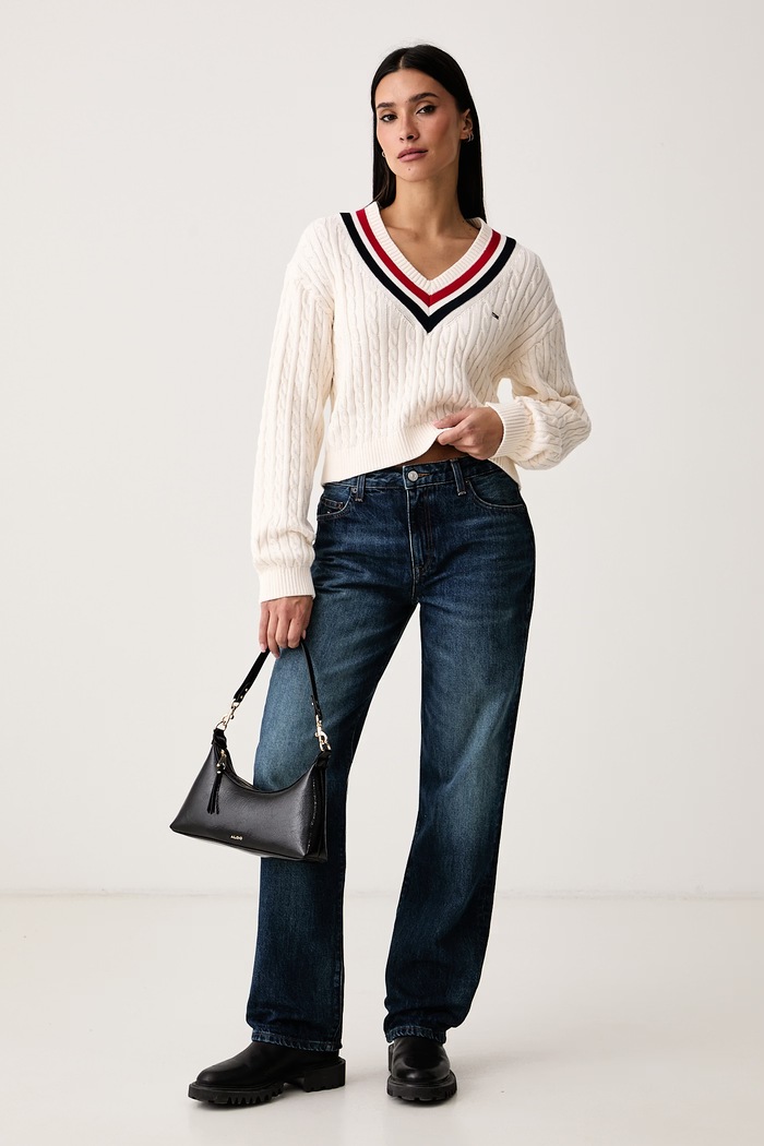 Tommy Jeans Sweter damski bawełniany DW0DW23550 beżowy AW26