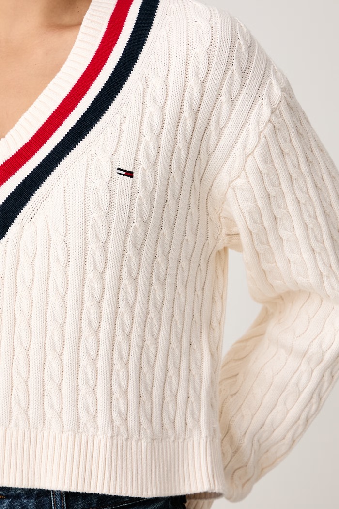 Sweter damski bawełniany Tommy Jeans DW0DW23550 beżowy