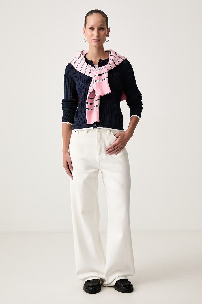 Tommy Jeans Kardigan dámský DW0DW23458 námořnická modř AW26