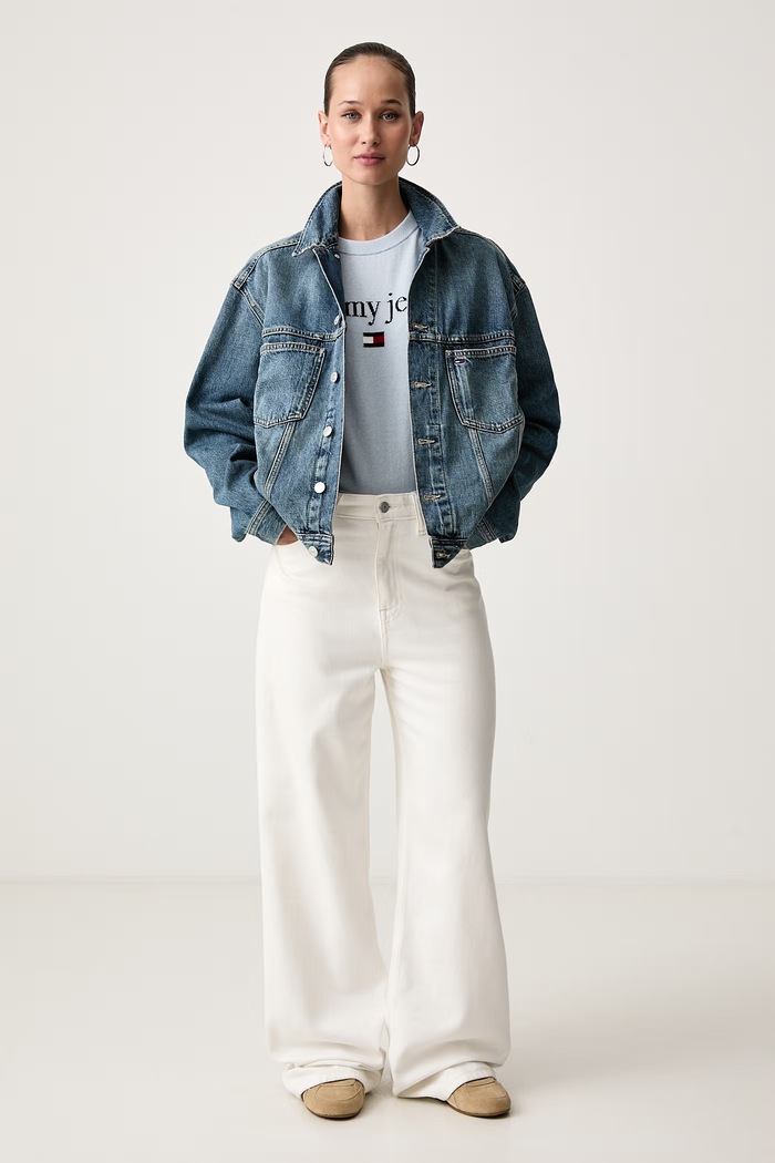 Tommy Jeans Sweter damski z dodatkiem wełny DW0DW23356 niebieski AW26