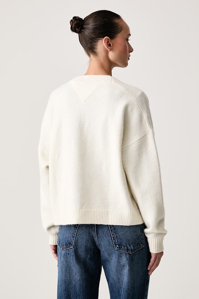 Oblačila Tommy Jeans Kardigan ženski z dodatkom volne DW0DW23830 bež