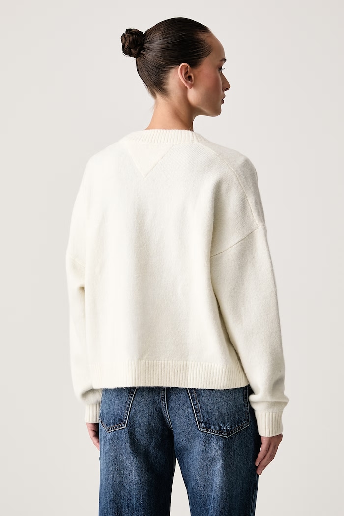 Oblačila Tommy Jeans Kardigan ženski z dodatkom volne DW0DW23830 bež