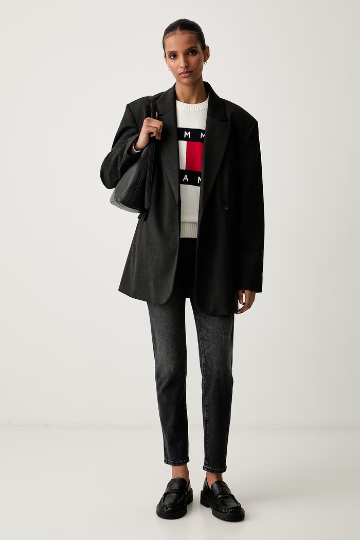 Tommy Jeans sweter damski z wełną DW0DW23450 beżowy AW26