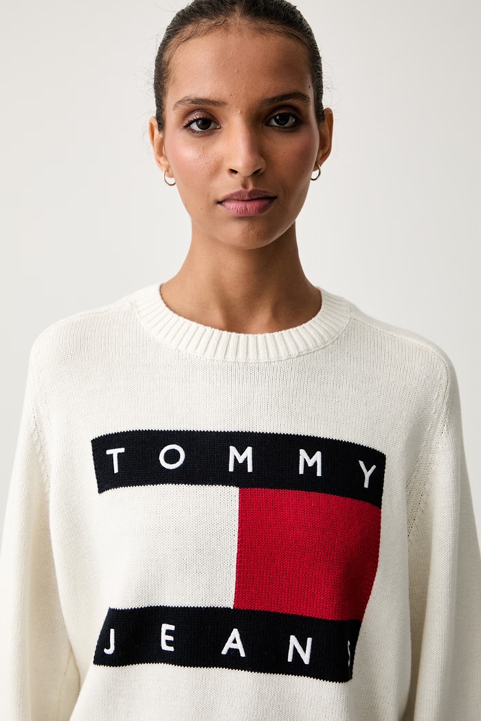 Tommy Jeans sweter damski z wełną beżowy DW0DW23450
