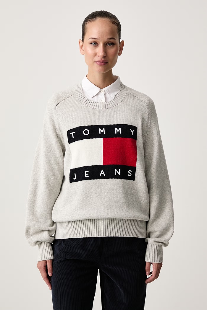 Tommy Jeans Sweter damski z wełną szary DW0DW23450
