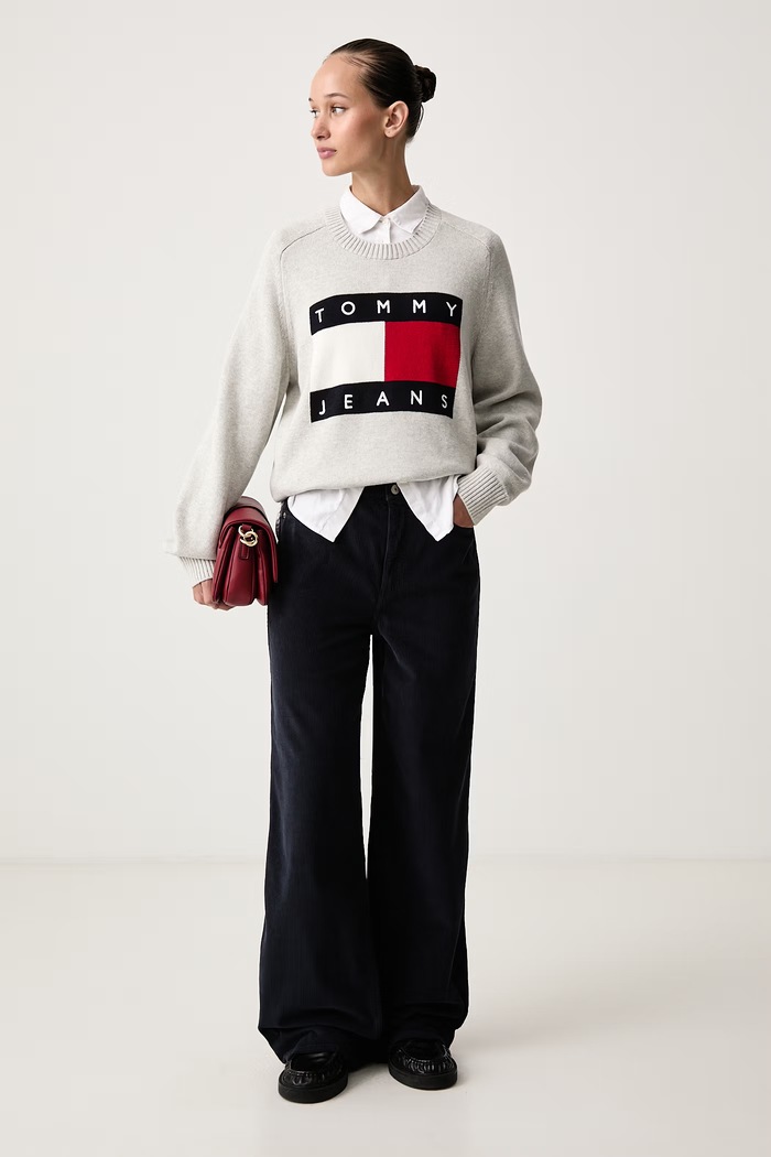 Tommy Jeans Sweter damski z wełną DW0DW23450 szary AW26