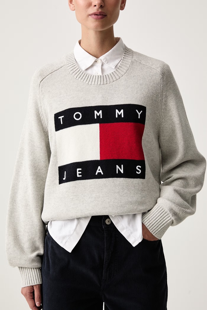 Sweter damski z wełną Tommy Jeans DW0DW23450 szary