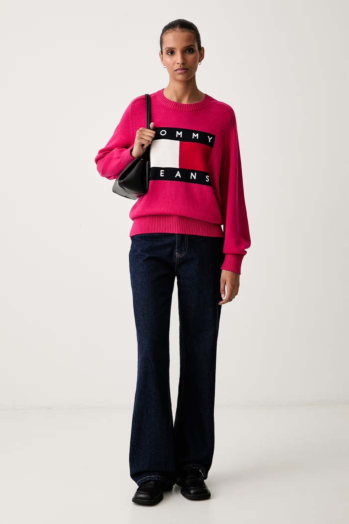 Tommy Jeans sweter damski z wełną DW0DW23450 różowy AW26