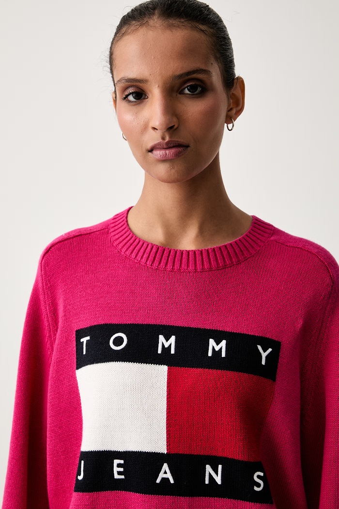 Tommy Jeans sweter damski z wełną różowy DW0DW23450