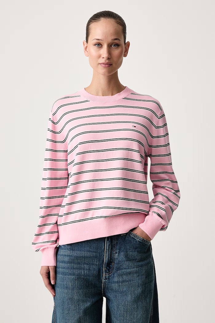Tommy Jeans Sweter damski bawełniany różowy DW0DW23360