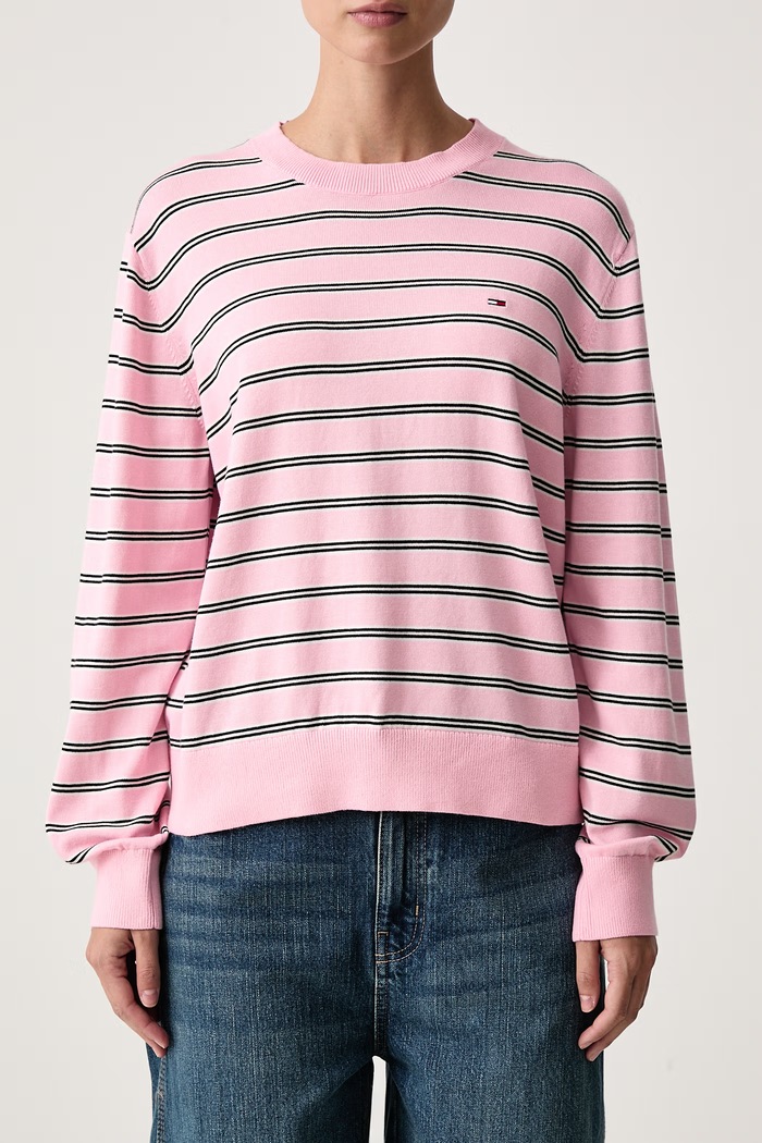 Sweter damski bawełniany Tommy Jeans DW0DW23360 różowy