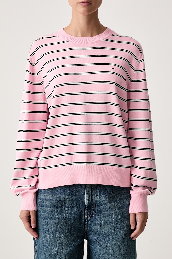 Sweter damski bawełniany Tommy Jeans DW0DW23360 różowy