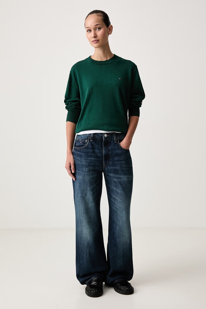 Tommy Jeans Sweter damski bawełniany DW0DW23360 zielony AW26