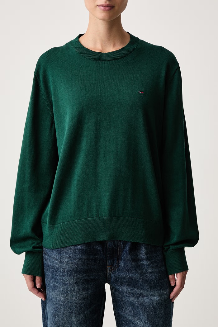 Sweter damski bawełniany Tommy Jeans DW0DW23360 zielony