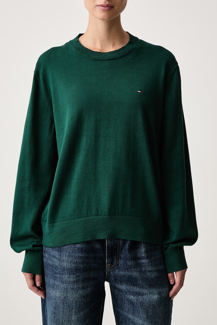 Sweter damski bawełniany Tommy Jeans DW0DW23360 zielony