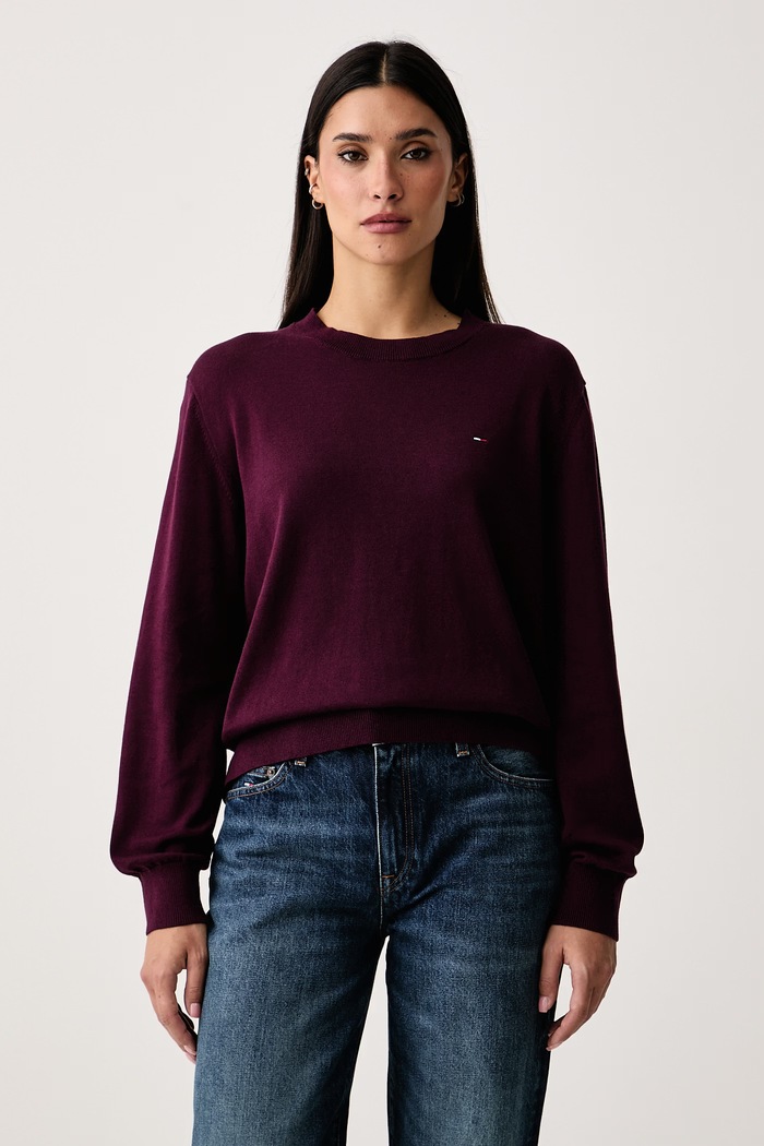 Tommy Jeans Sweter damski bawełniany bordowy DW0DW23360