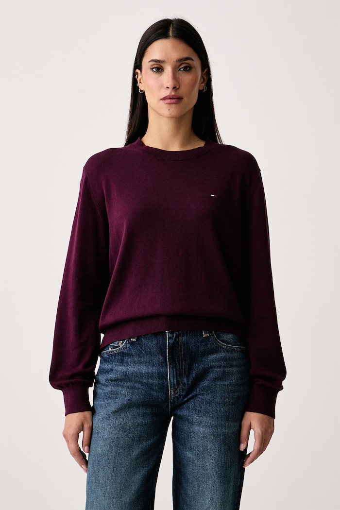 Tommy Jeans Sweter damski bawełniany bordowy DW0DW23360