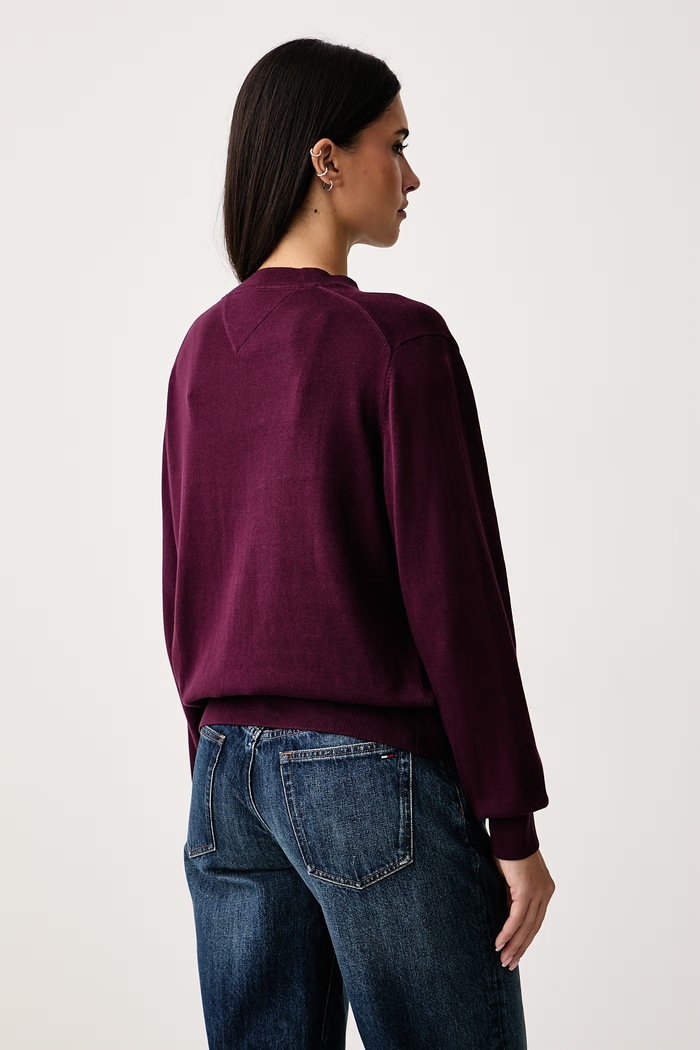 Odzież Tommy Jeans Sweter damski bawełniany DW0DW23360 bordowy