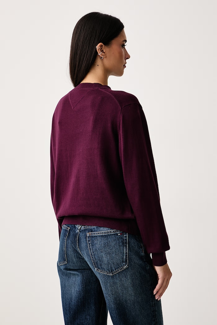 Odzież Tommy Jeans Sweter damski bawełniany DW0DW23360 bordowy