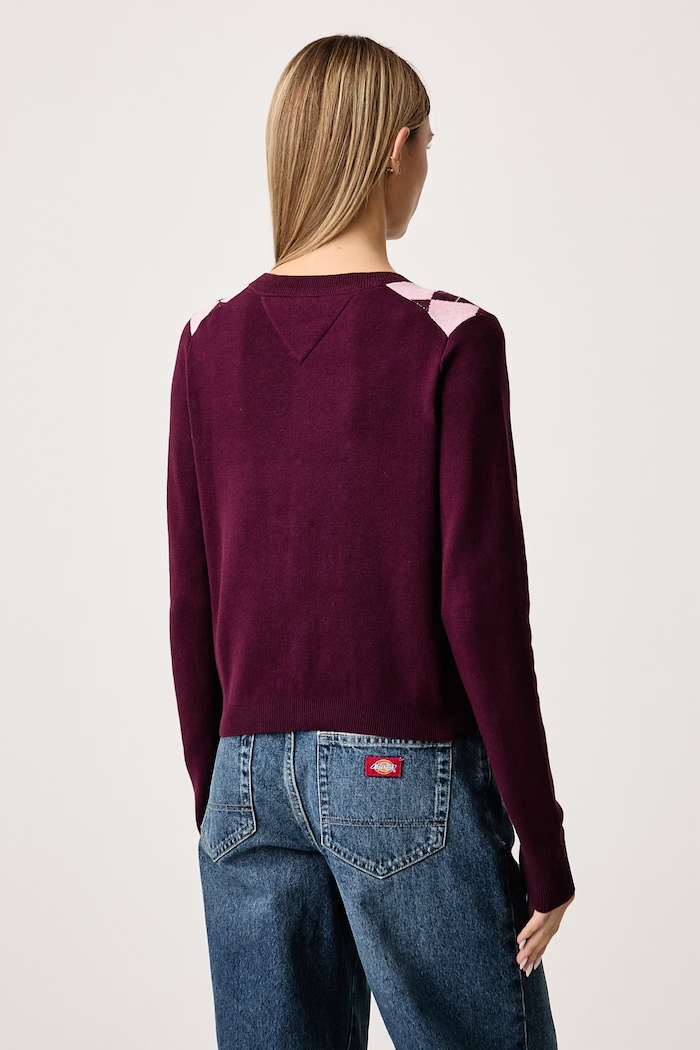 Ρούχα Tommy Jeans Ζακέτα γυναικεία βαμβακερή DW0DW23363 μπορντό
