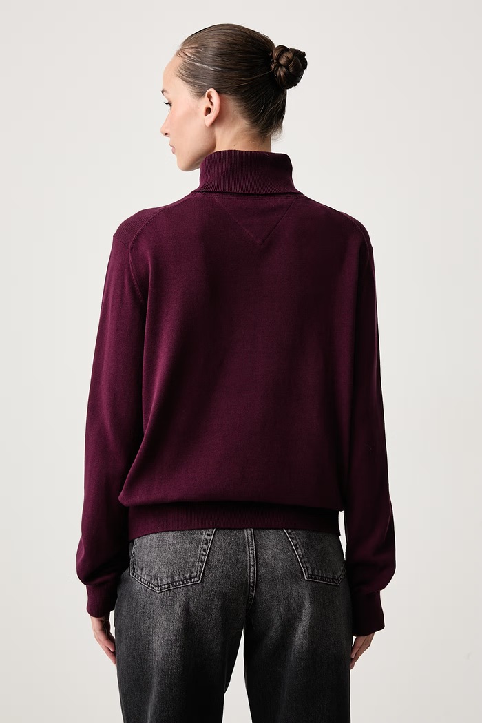 Odjeća Tommy Jeans Dolčevita ženska pamučna DW0DW23361 bordo