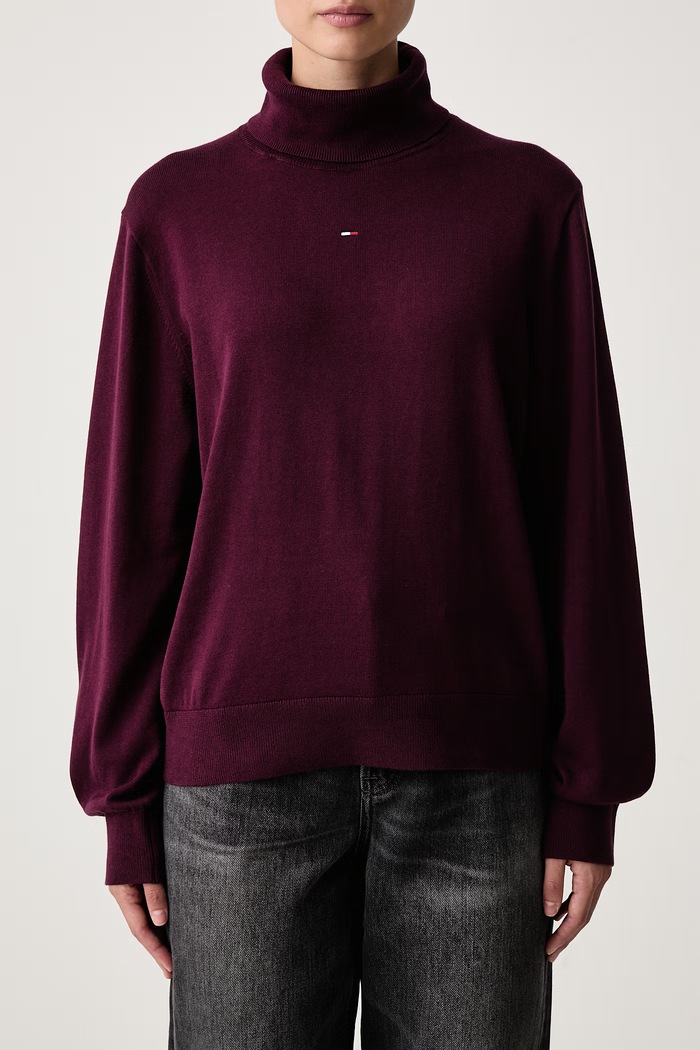 Dolčevita ženska pamučna Tommy Jeans DW0DW23361 bordo