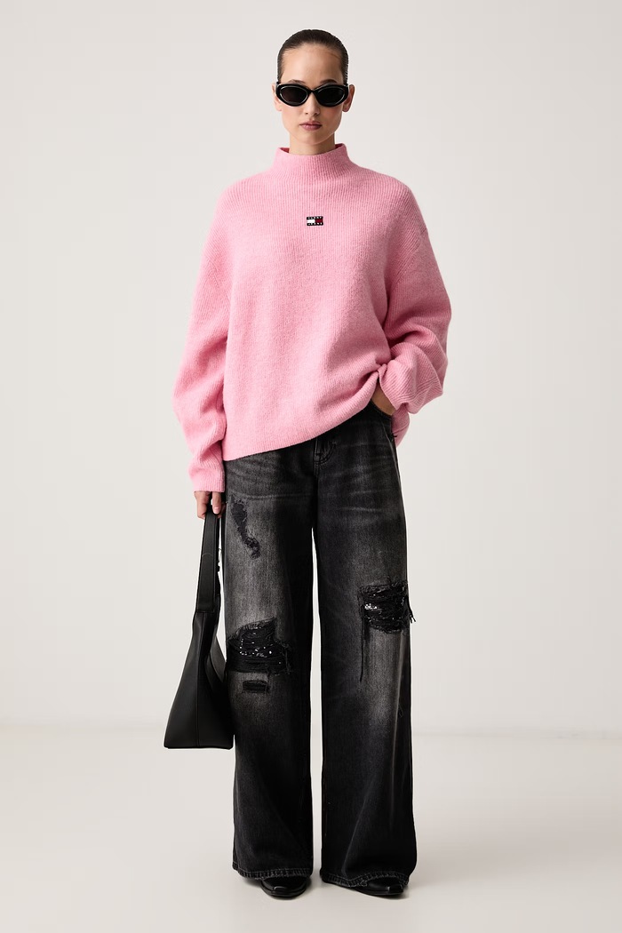 Tommy Jeans Sweter damski z wełną DW0DW23349 różowy AW26