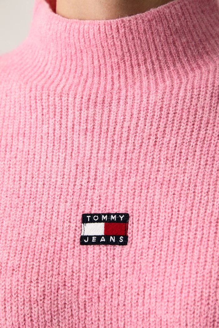 Sweter damski z wełną Tommy Jeans różowy DW0DW23349