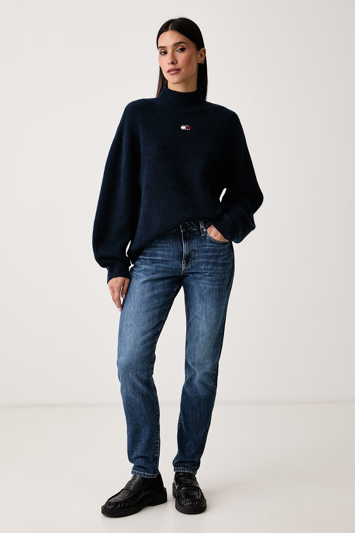 Tommy Jeans Sweter damski z wełną DW0DW23349 granatowy AW26