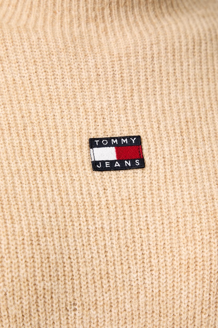 Sweter damski z wełną Tommy Jeans beżowy DW0DW23349