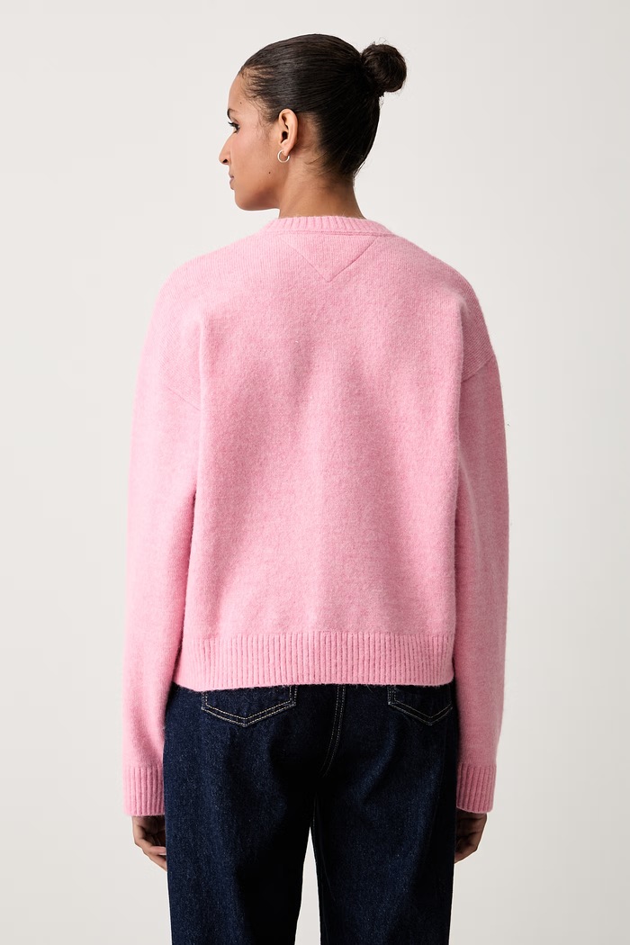 Odzież Tommy Jeans sweter damski z dodatkiem wełny DW0DW23831 różowy